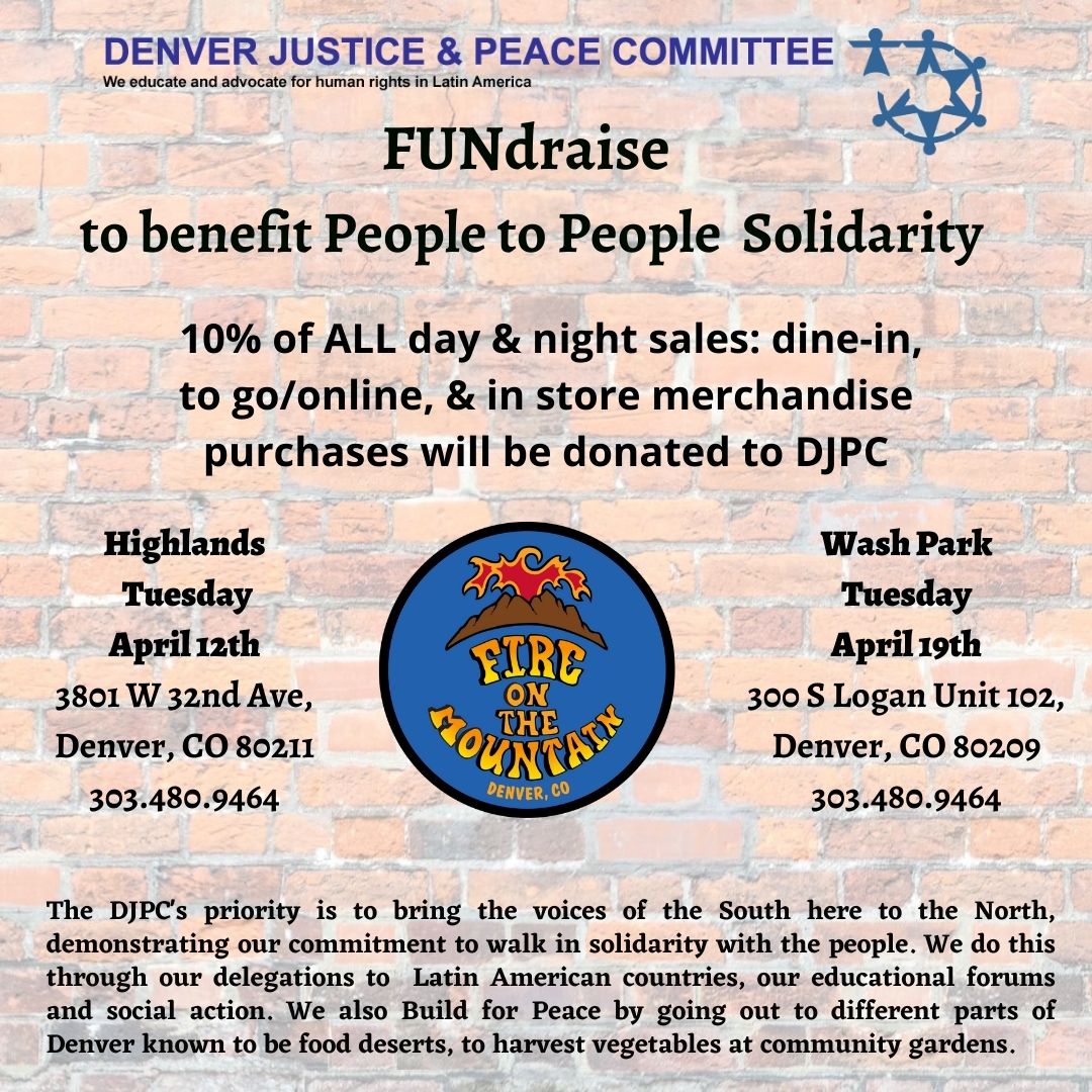 ? Two opportunities to support DJPC by dining at Fire on the Mountain the next two weeks. Thank you!