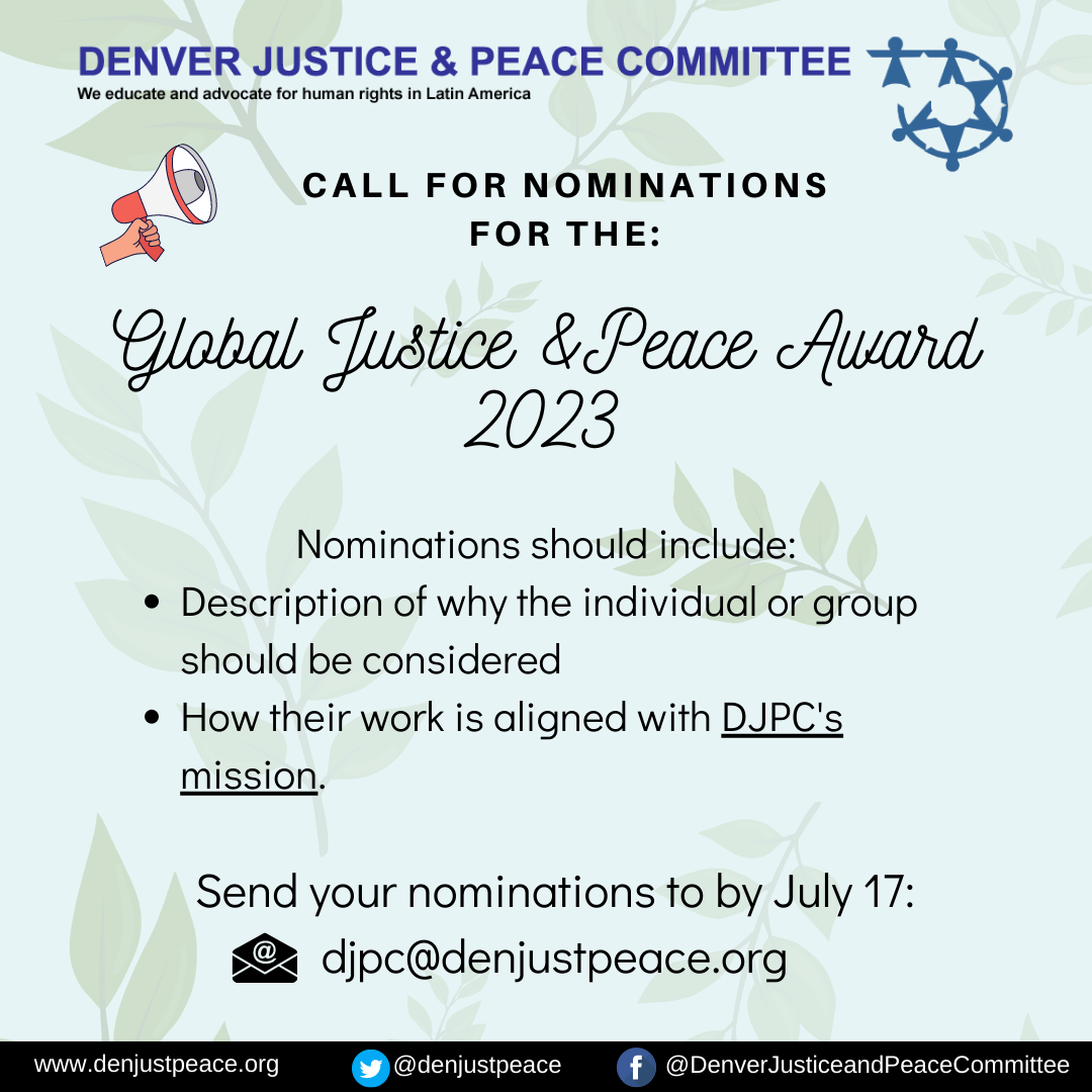 Call for Nominations for the 2023 Global Justice and Peace Award