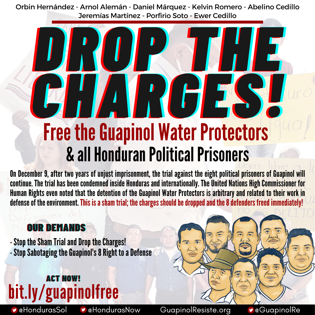 Urgent Action in Solidarity with the Honduran Political Prisoners of Guapinol.