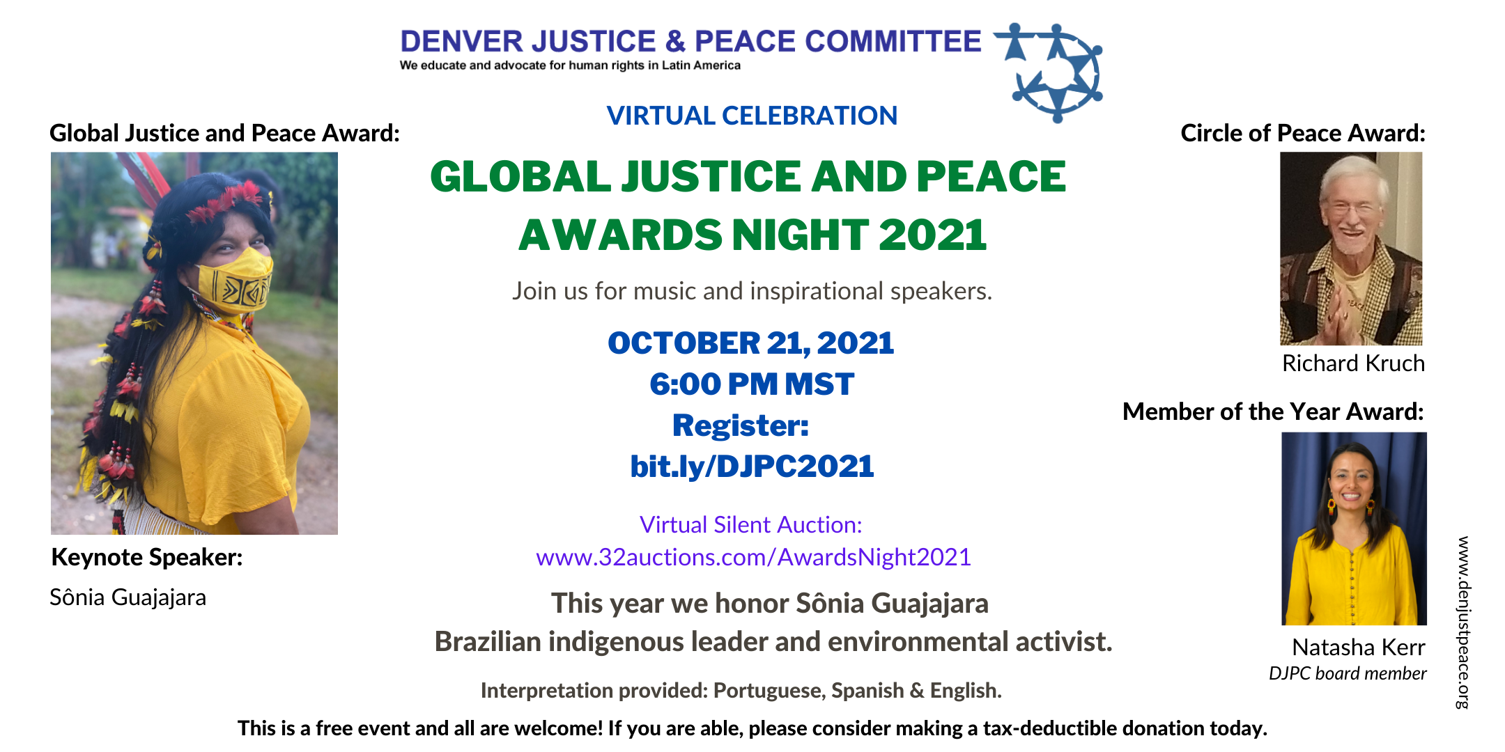 You are invited to our 2021 Virtual Annual Global Justice and Peace Awards Night.